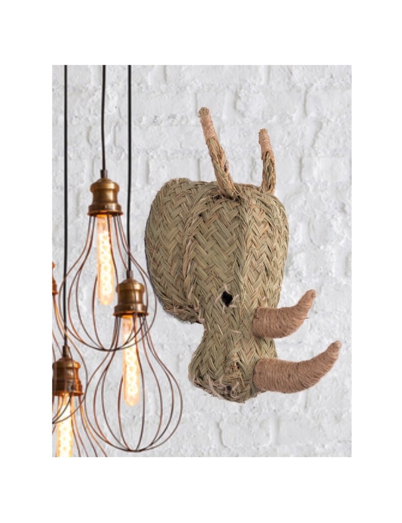 Testa rinoceronte sparto ecofriendly naturale | Salotto