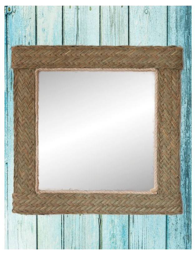 Miroir carré sparte écologique naturel | Salon