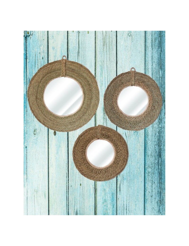 Specchio rotondo sparto ecofriendly naturale | Salotto