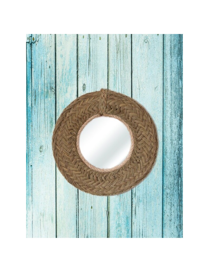 Espejo redondo esparto ecofriendly natural | Salotto