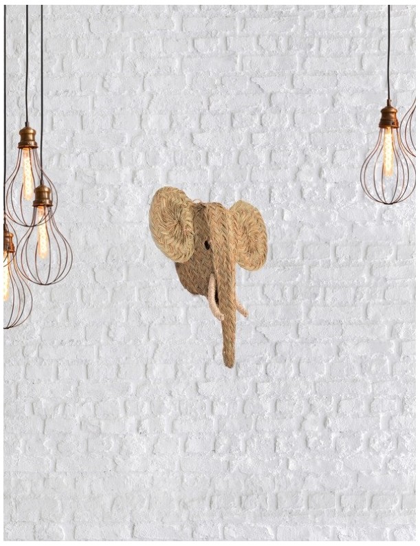 Cabeza elefante esparto ecofriendly natural | Salotto