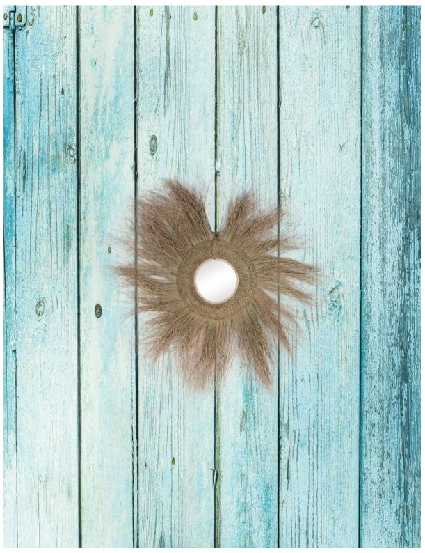 Specchio rotondo frange sparto ecofriendly naturale | Salotto