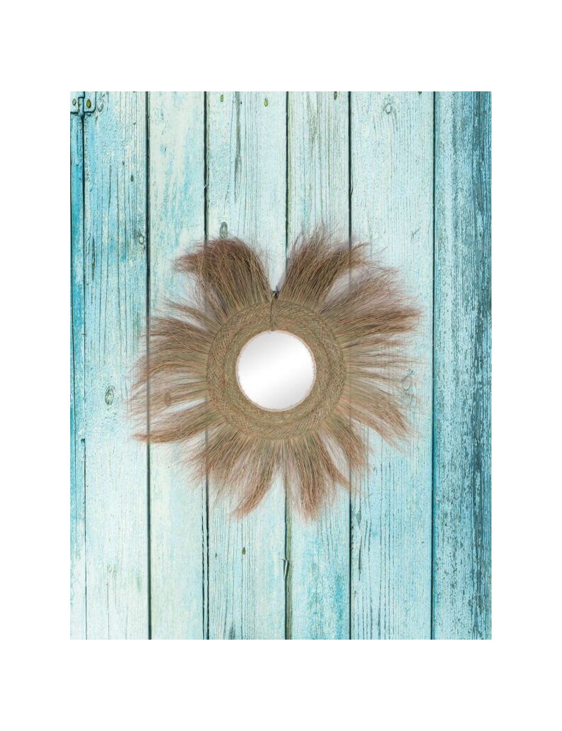 Specchio rotondo frange sparto ecofriendly naturale | Salotto