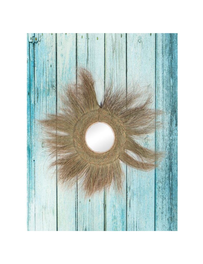 Round mirror fringes esparto eco-friendly natural | Living room