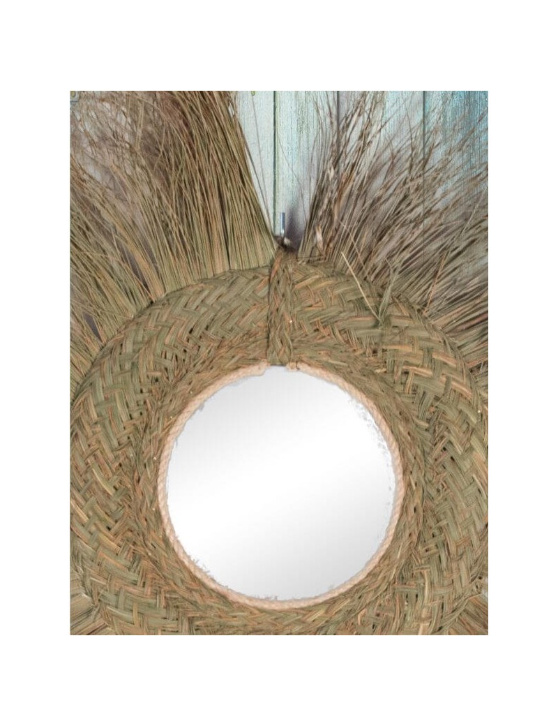 مرآة مستديرة هامش حبل الإسبرط صديق للبيئة طبيعي | صالون
