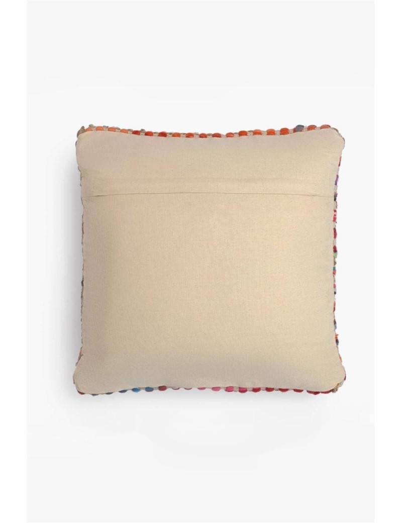 Housse de coussin 60*60 cm coton et jute salon multicolore | Salon