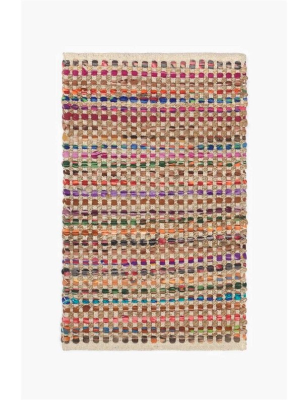 Tapete 60*90 cm algodão e juta sala multicolor | Sala