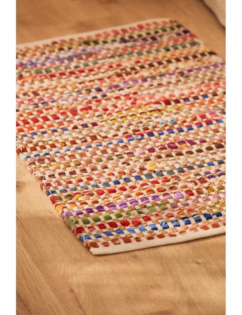 Tapis 60*90 cm coton et jute salon multicolore | Salon