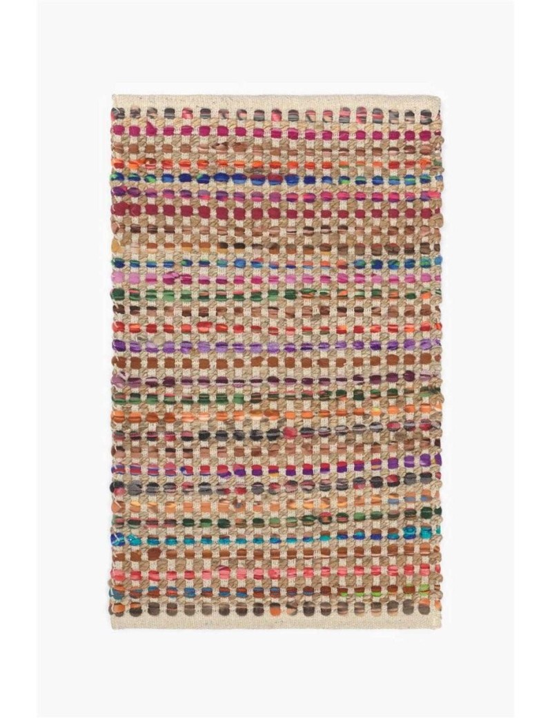 Tapete 90*150 cm algodão e juta sala multicolor | Sala
