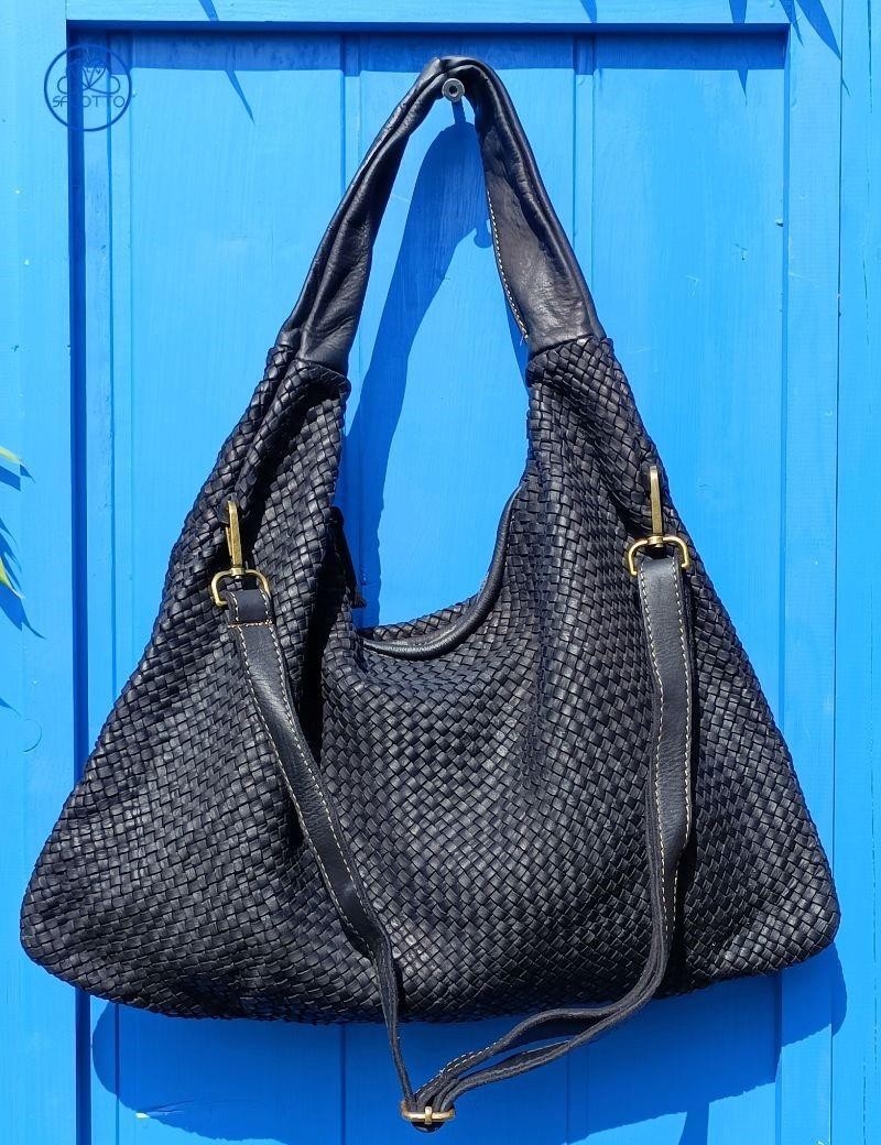 Black braided leather hobo bag | Salotto