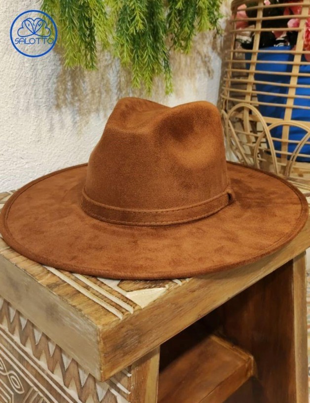 Sombrero fedora gamuza tabaco | Salotto