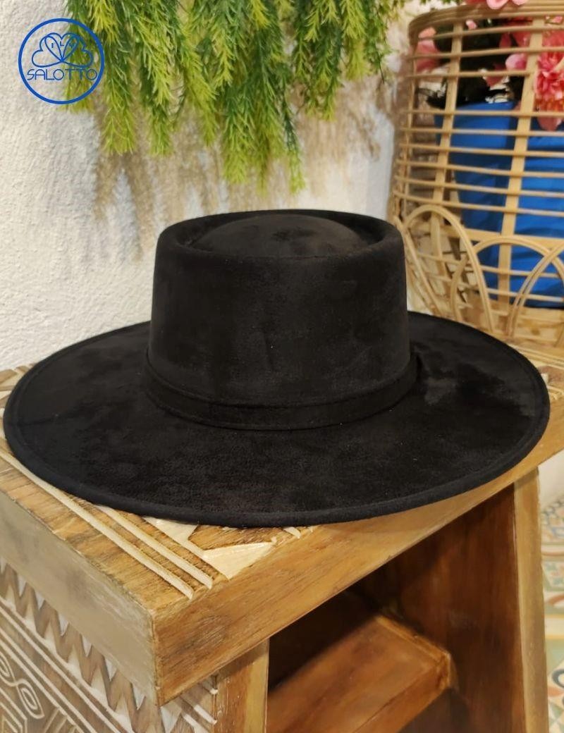 Cappello fedora in camoscio nero | Salotto