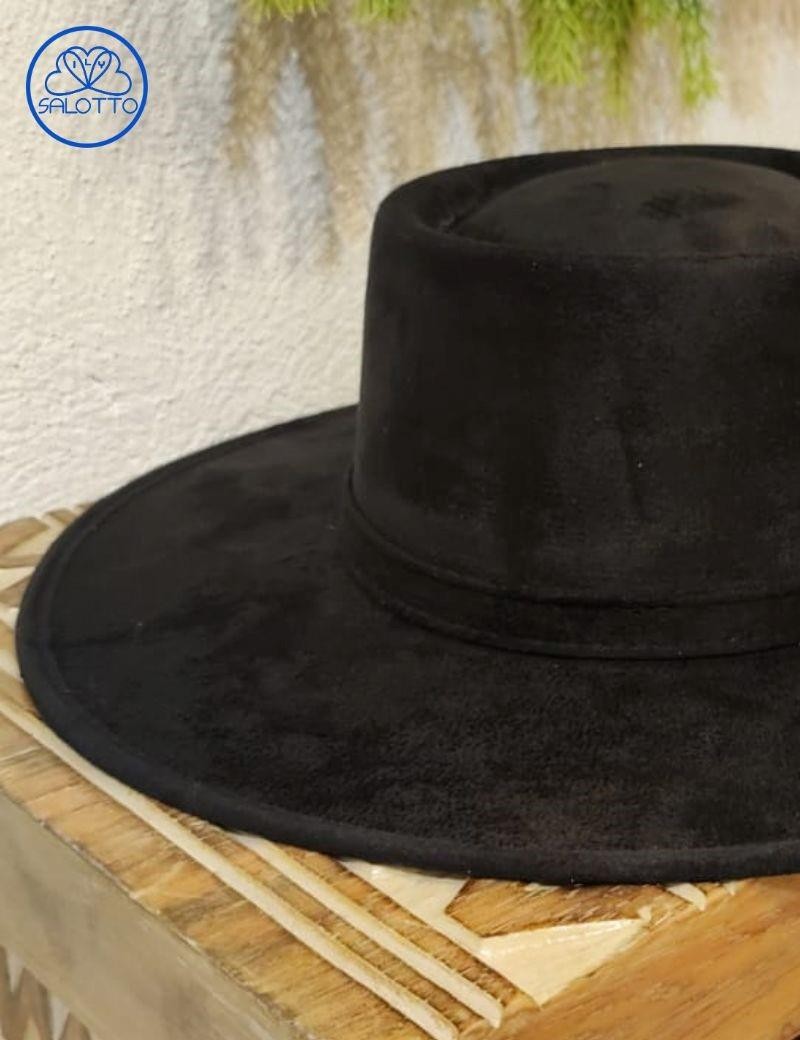 Cappello fedora in camoscio nero | Salotto