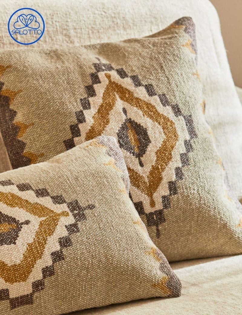 Dhurrie cotton cushion cover mustard eye | Living room