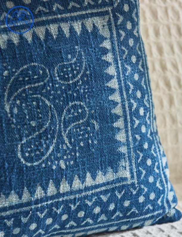 Funda de cojín algodón índigo azul | Salotto