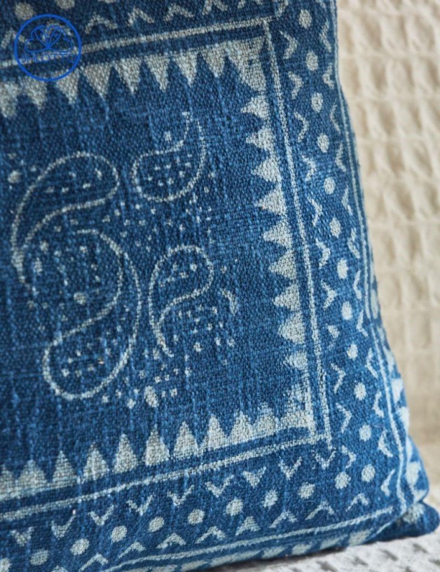 Housse de coussin coton indigo bleu | Salotto