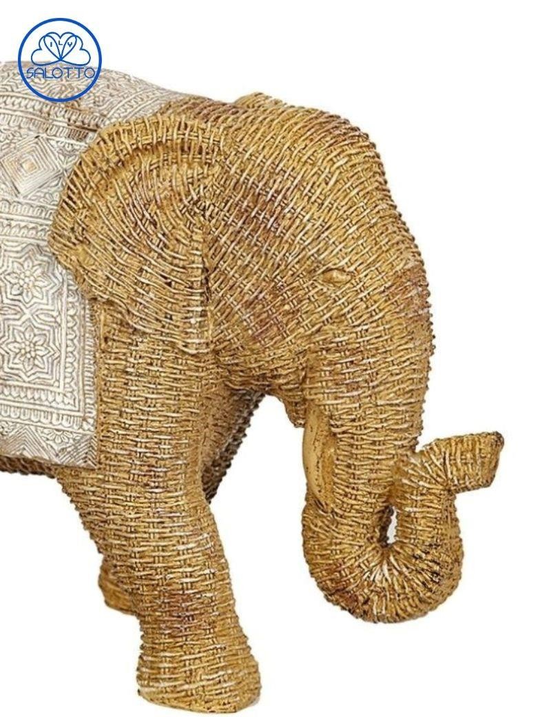 Figura elefante resina de rattan 29.5x12.5x20.5 cms natural | Salotto
