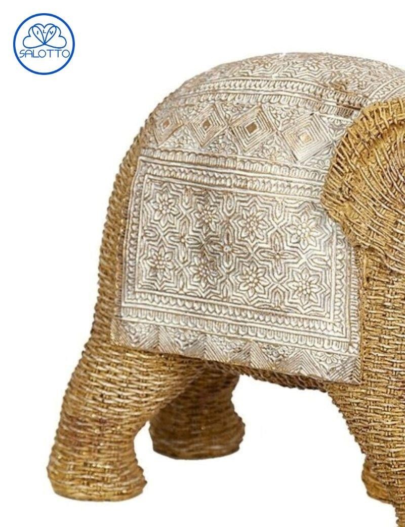 Rattan-Elefanten-Figur aus Harz 29,5x12,5x20,5 cm natur | Salotto
