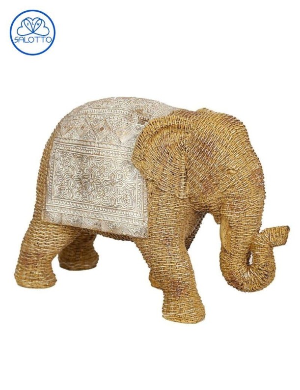 Figura elefante resina de rattan 17.5x7x12 cms natural | Salotto