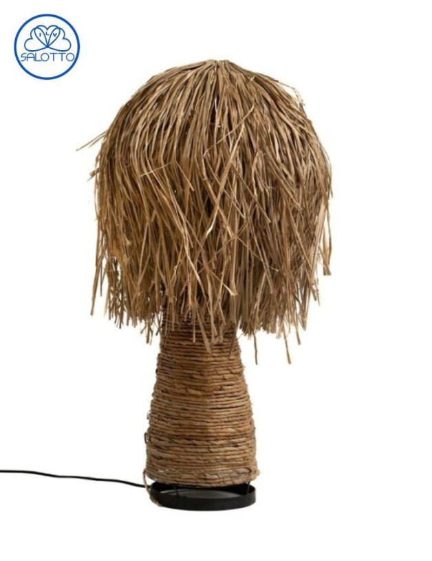 Lampe avec abat-jour en fibres naturelles 40x40x80 cm naturel | Salotto