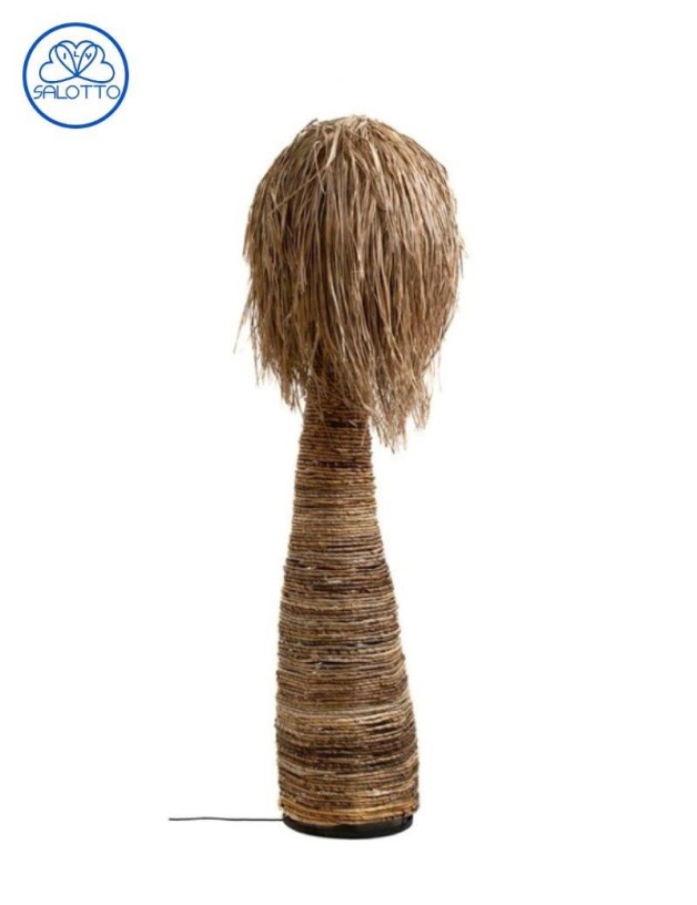 Lampe avec abat-jour en fibres naturelles 40x40x160 cm naturel | Salotto