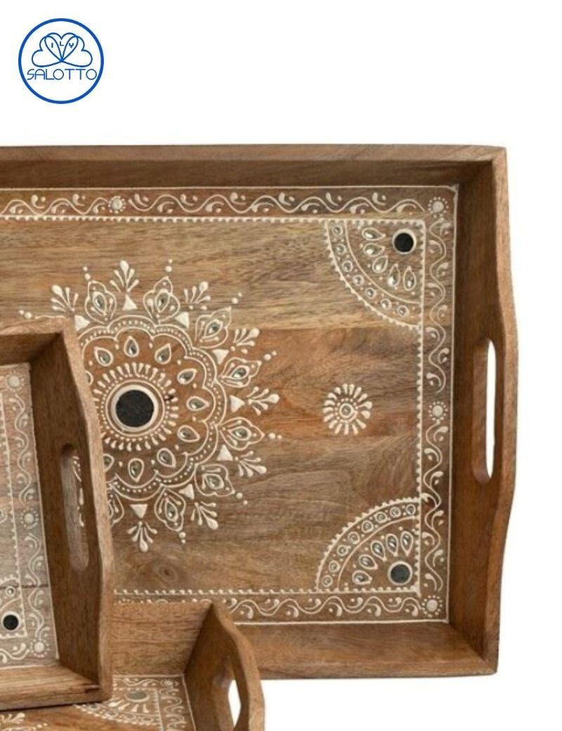 Plateau en bois peint avec cristaux naturels | Salotto