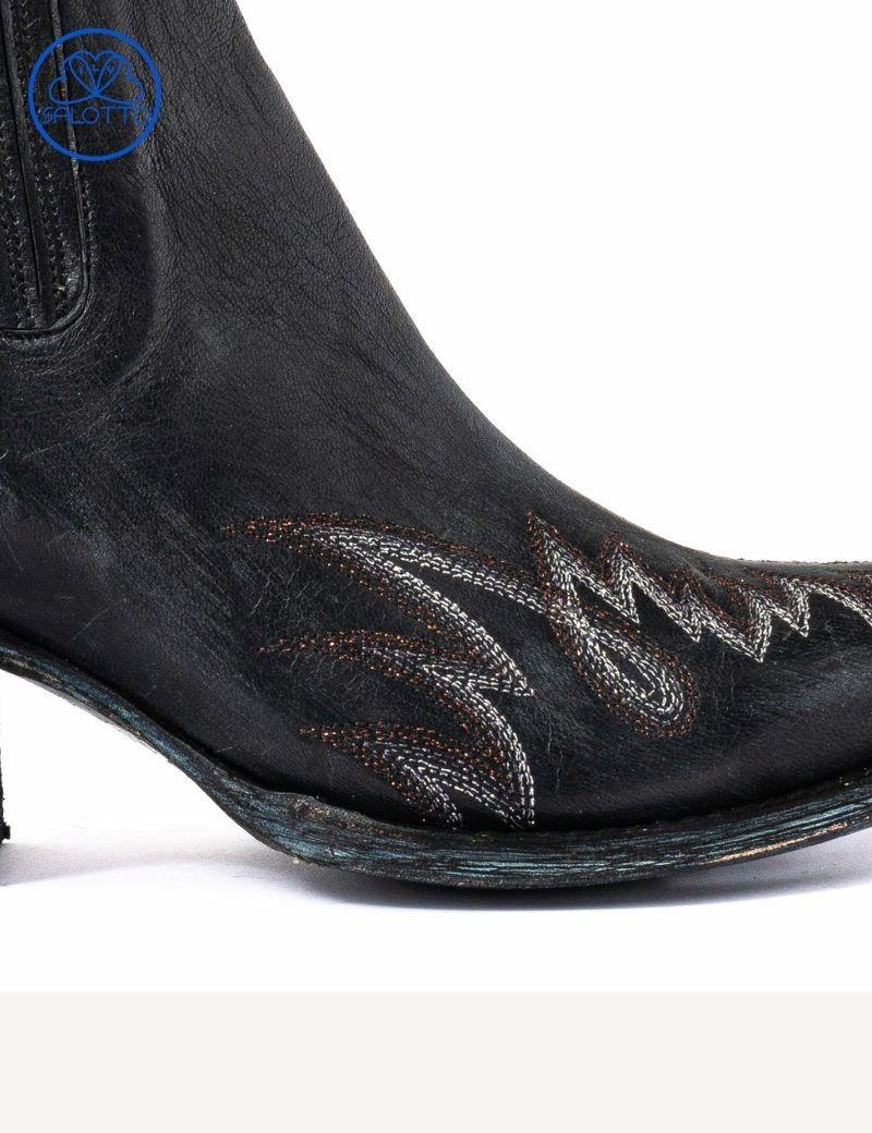 Botas com costuras de chama mexicana preto | Salotto