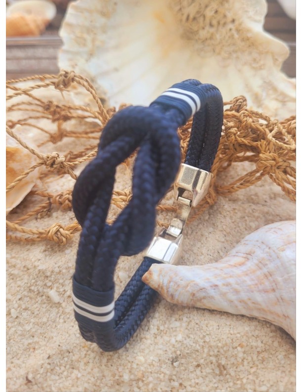Bracelet nautique nœud espagne bleu marine | Salotto