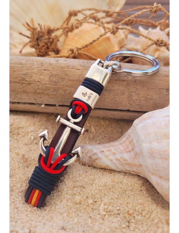 Porte-clés nautique ancre espagne bleu marine | Salotto