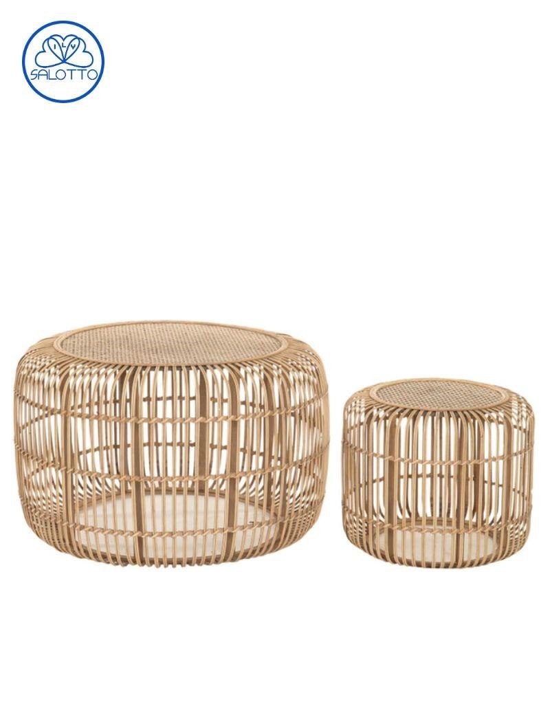 Mesa auxiliar de ratán rejilla natural | Salotto