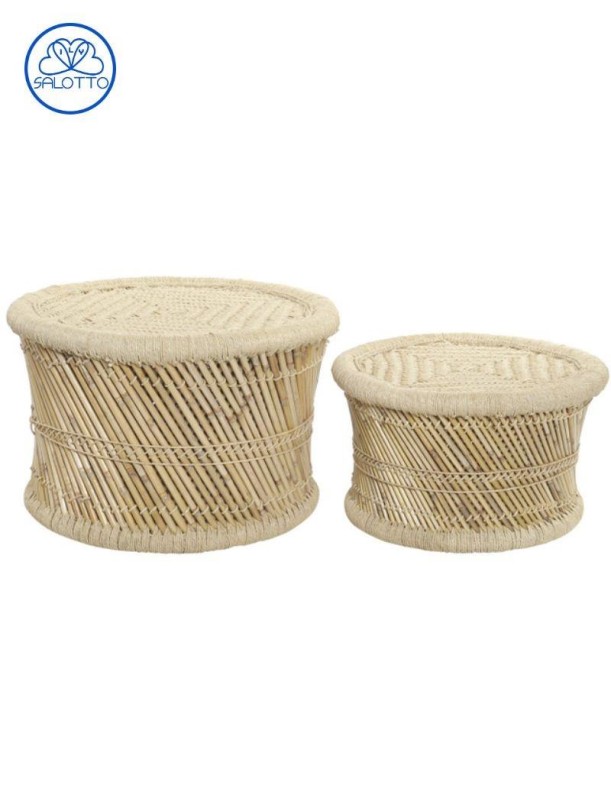 Tavolino in fibra naturale e bambù naturale | Salotto