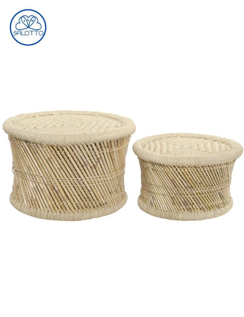 Table d'appoint en fibre naturelle et bambou naturel | Salotto
