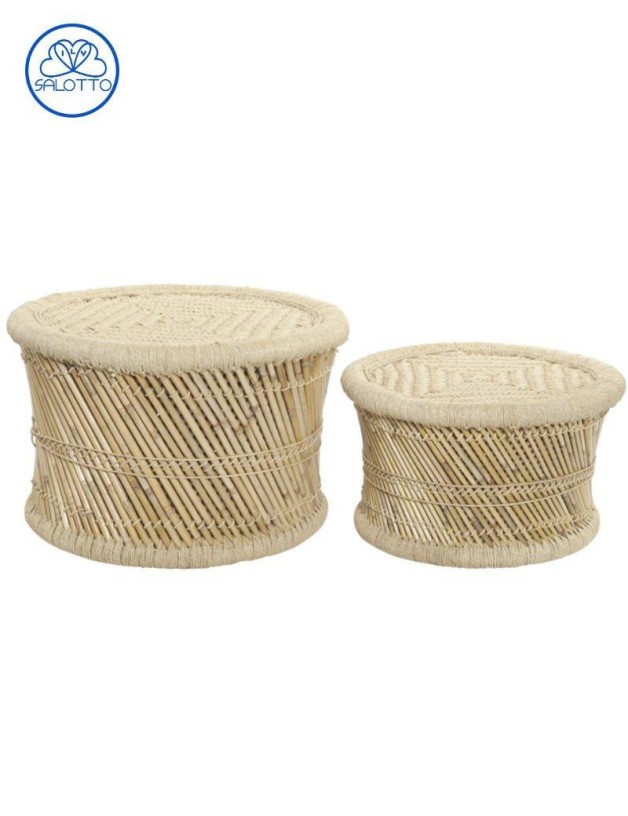 Table d'appoint en fibre naturelle et bambou naturel | Salotto