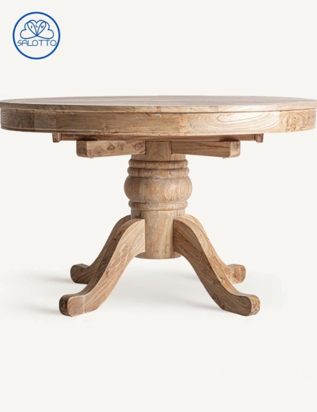 Table ronde extensible en orme recyclé 1125*125*78 naturel | Salotto