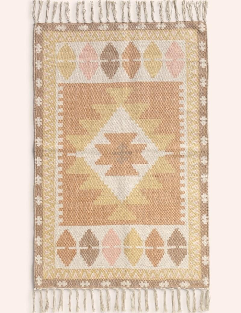 Dhurrie-Teppich 60x90 cm. braun | Wohnzimmer