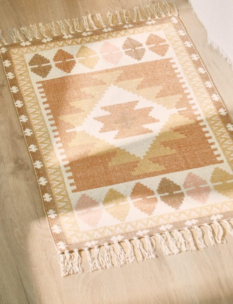 Tappeto dhurrie 90*150 cm. marrone | Soggiorno