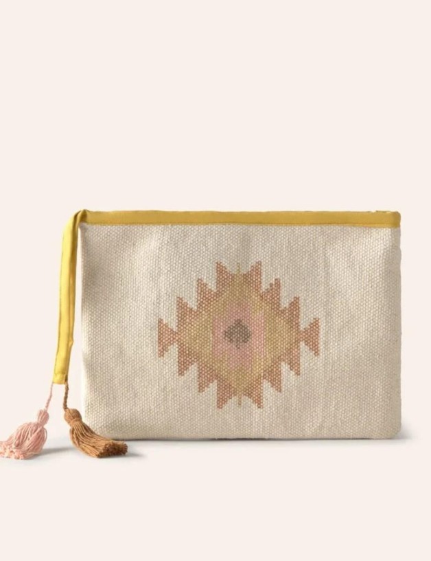 Neceser de algodón dhurrie 22*35 cm. marron | Salotto