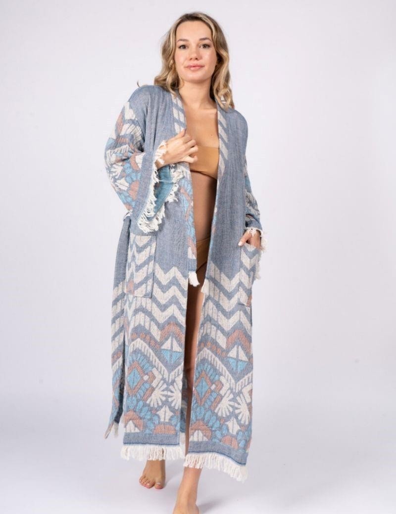 Fouta étnica 100% algodón turco 410 gr. azul | Salotto