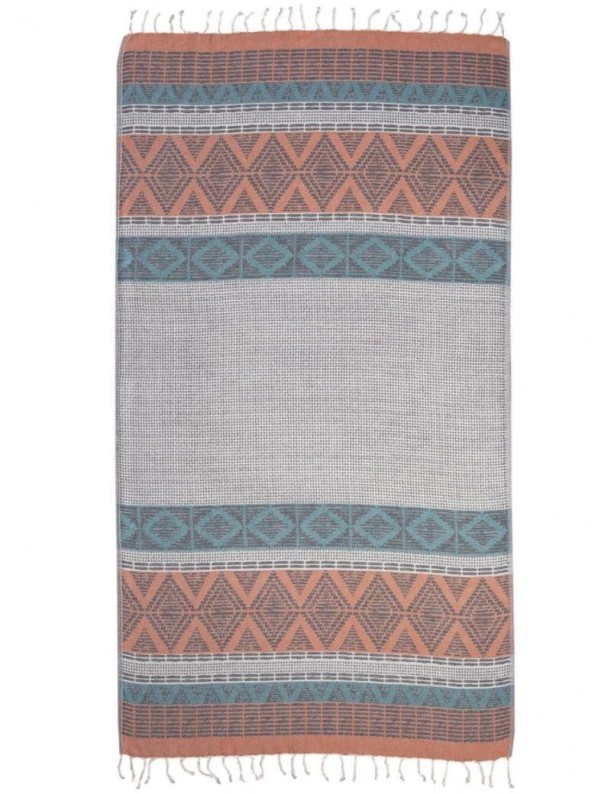 Fouta étnica 100% algodón turco 370 gr. azul turquesa | Salotto