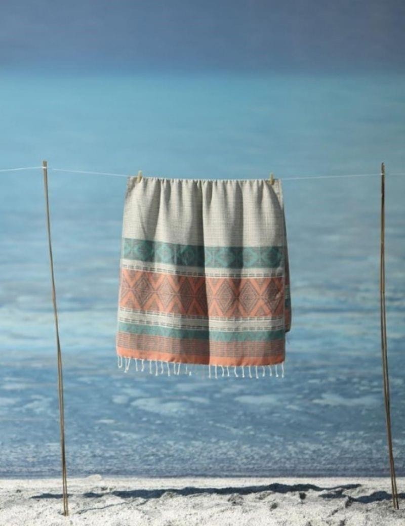 Fouta étnica 100% algodón turco 370 gr. azul turquesa | Salotto