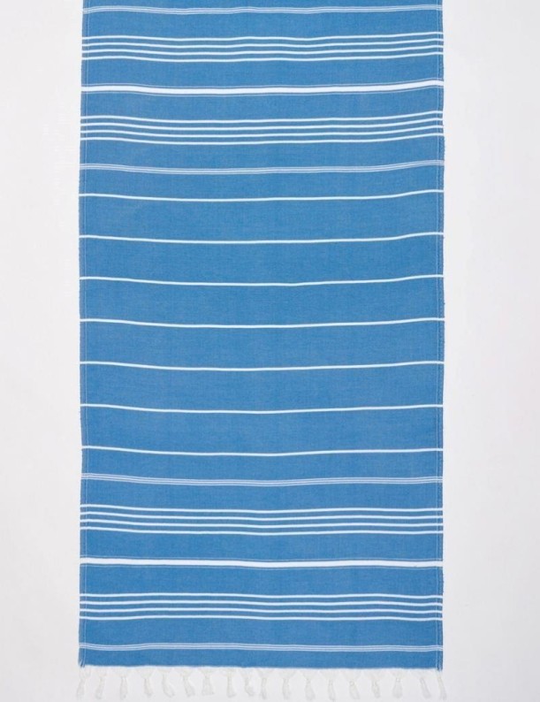 Fouta listas 50% algodón turco - 50% bamboo. 410 gr. azul royal | Salotto