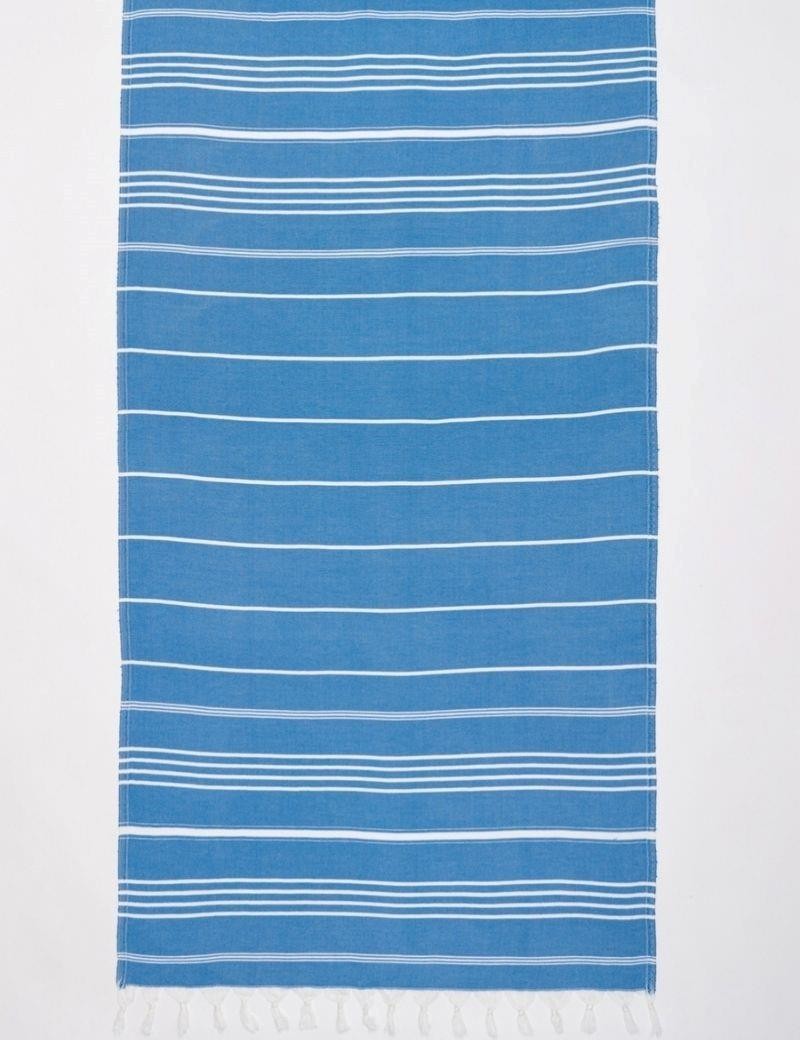 Fouta listas 50% algodón turco - 50% bambú. 410 gr. azul real | Salotto