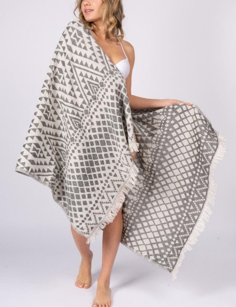 Fouta etnica 100% cotone turco. 325 gr. nero | Salotto