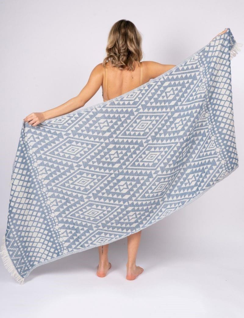 Ethnische Fouta 100% türkische Baumwolle. 325 gr. blau | Salotto