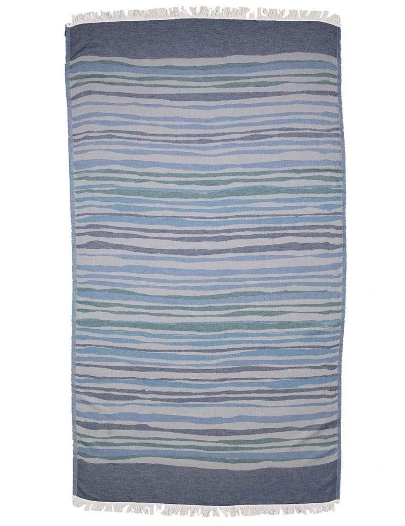 Fouta Streifen 100% türkische Baumwolle. 360 gr. blau | Salotto