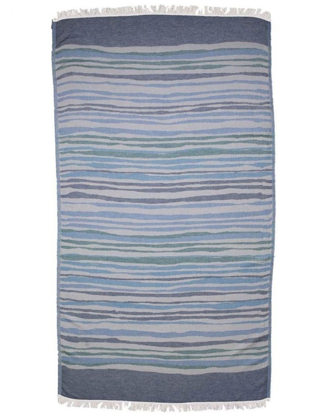 Fouta rayas 100% algodón turco. 360 gr. azul | Salotto