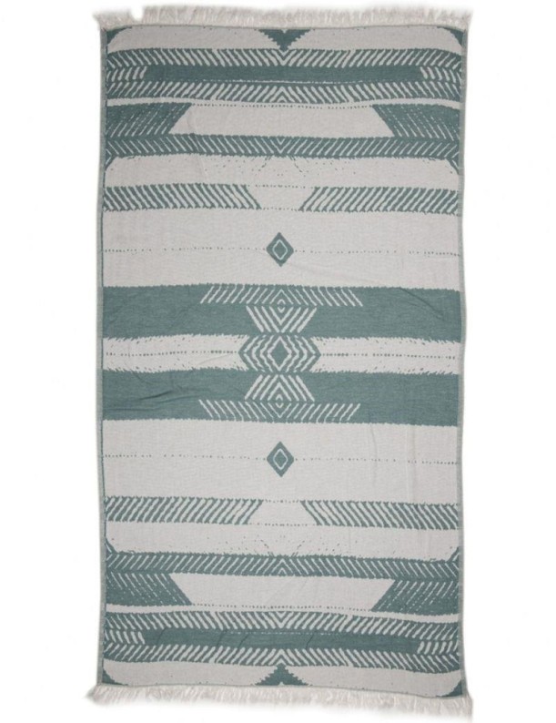 Fouta rayas étnica 100% algodón turco. 360 gr. verde agua | Salotto