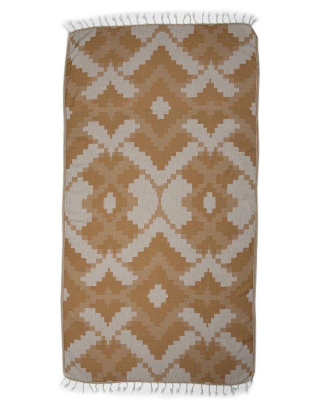Fouta geométrica 100% algodão turco. 360 gr. camelo | Salotto