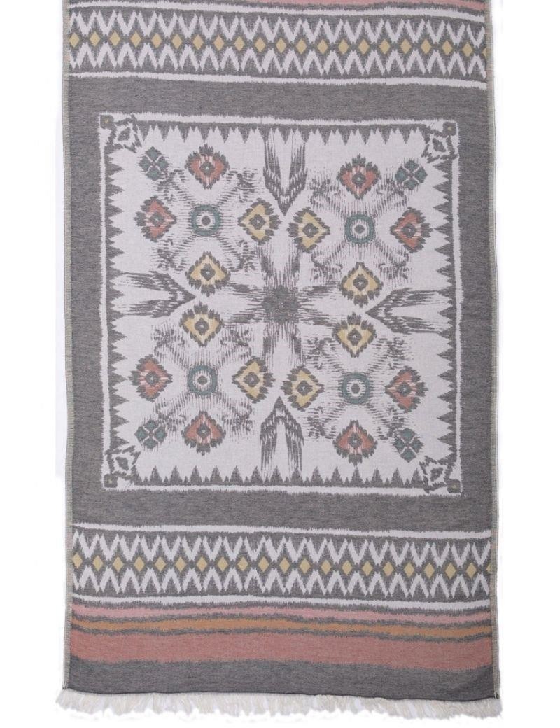 Geometrischer Fouta 100% türkische Baumwolle. 365 gr. schwarz | Salotto