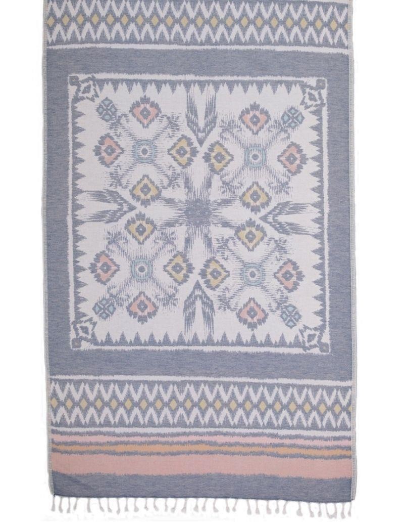Ethnische Fouta 100% türkische Baumwolle. 445 gr. blau | Salotto